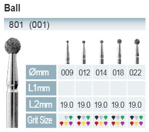 FRESAS DIAMANTE FG ISO 801-314-514-012 ROJO X5UDS.