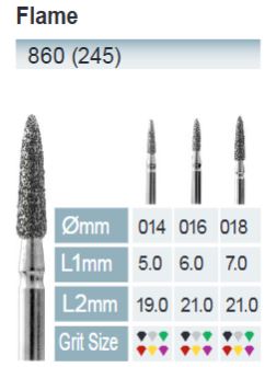 FRESAS DIAMANTE FG ISO 860-314-524-014 AZUL/TRANSP. X5UDS.
