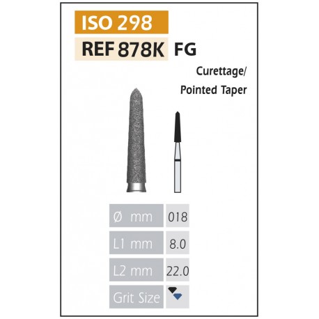 FRESAS DIAMANTE FG ISO 878K-314-524-018 AZUL/TRANSP. X5UDS.