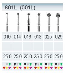 FRESAS DIAMANTE FG ISO 801L-314-524-025 AZUL X5UDS.