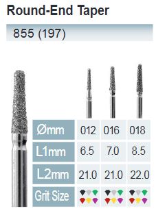 [855-014 F] FRESAS DIAMANTE FG ISO 855-314-514-014 ROJO X5UDS.