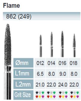 [862-016 F] FRESAS DIAMANTE FG ISO 862-314-514-016 ROJO X5UDS.