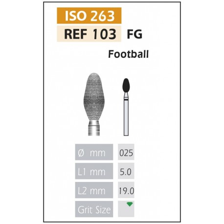 [103-025 C] FRESAS DIAMANTE FG ISO 103-314-534-025 VERDE X5UDS.