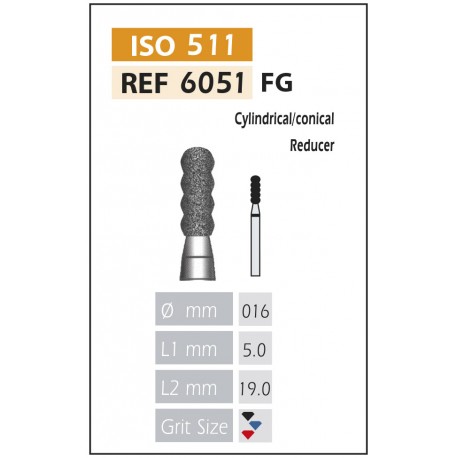 [651-016 F] FRESAS DIAMANTE FG ISO 651-314-514-016 ROJO X5UDS.