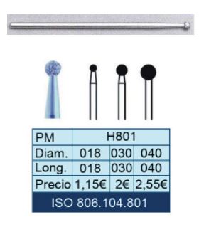 [801-030-030] FRESAS DE DIAMANTE HP ISO 806.104.001.801.030 X5UDS.