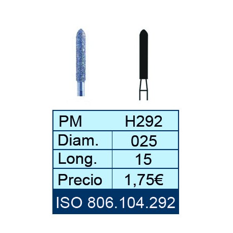 [292-025-15] FRESAS DE DIAMANTE HP ISO 806.104.001.292.012 X5UDS.