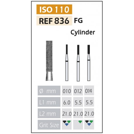 [836-012 C] FRESAS DIAMANTE FG ISO 836-314-534-012 VERDE X5UDS.