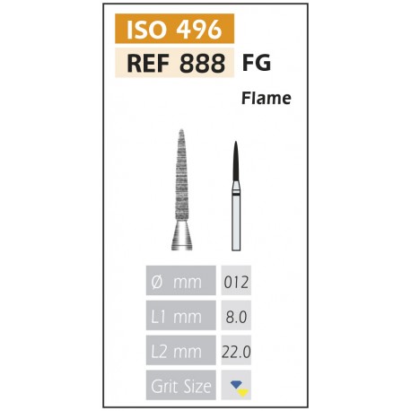 [888-012 M] FRESAS DIAMANTE FG ISO 888-314-524-012 AZUL/TRANSP. X5 UDS.
